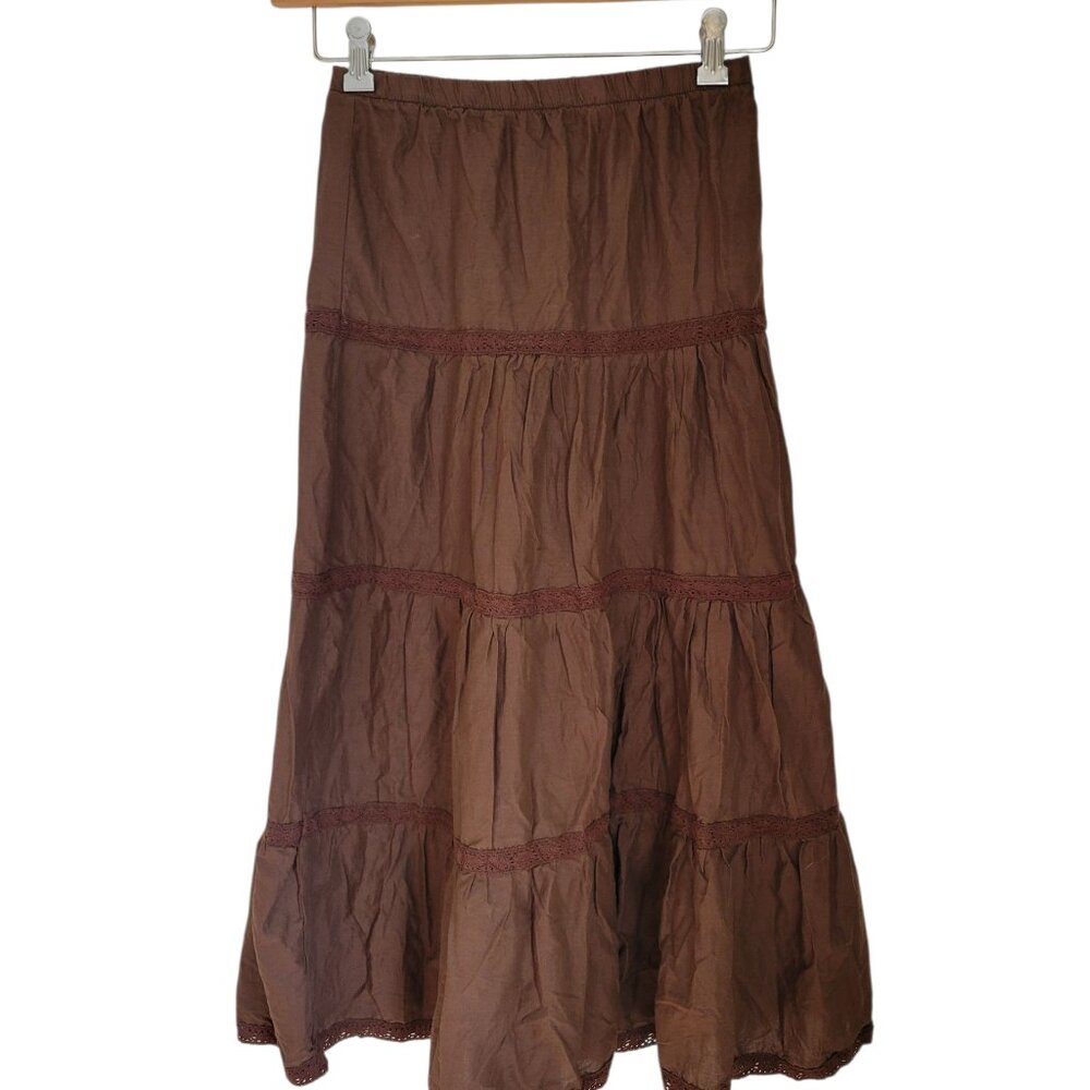 Chocolate Tiered Peasant Skirt